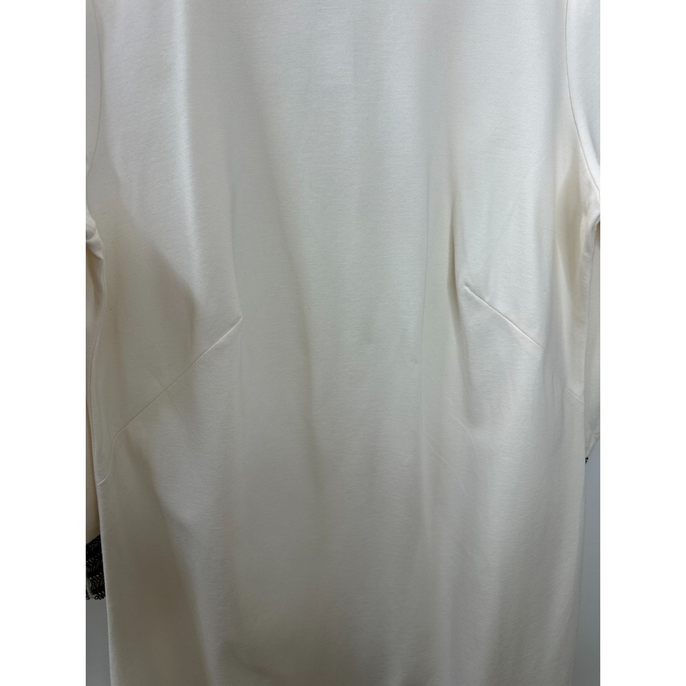 New Christian Siriano x J.Jill Cream Ponte Knit Beaded Cuff Dress Large Tall LT - Picture 6 of 16